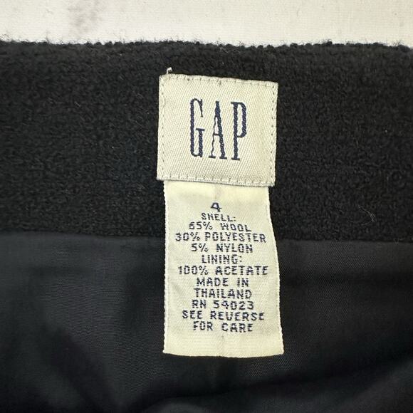 Gap Womens Vintage Y2k Mini Skirt Size 4 Black Wool Blend Tweed Button Trim - Picture 5 of 9